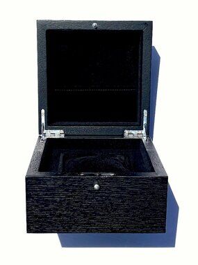 Brera Orologi Empty Black Wooden Hinged-Lid Watch Case, Outer Box Italy
